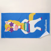 Aangepaste naam Gay Unicorn Strandlaken (Voorkant)