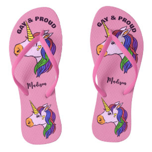 Aangepaste naam Gay Unicorn Teenslippers