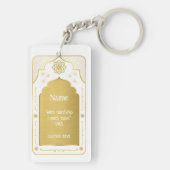 Aangepaste Naam Gebed Mat Gift, Wit Goud Islamitis Sleutelhanger (achterkant)