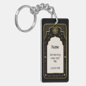 Aangepaste Naam Gebed Mat Gift, Zwart Goud Islamit Sleutelhanger (Voorkant Links)