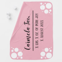 Aangepaste naam, geboortedatum, gewicht babydeken,