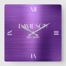 Aangepaste naam geborsteld metaal gepersonaliseerd vierkante klok