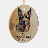 Aangepaste naam, gedateerd Kerstmis Duitse Herder Keramisch Ornament (Rechts)