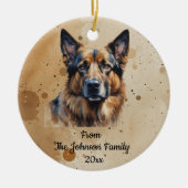 Aangepaste naam, gedateerd Kerstmis Duitse Herder Keramisch Ornament (Voorkant)