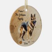 Aangepaste naam, Gedateerd Kerstmis  Duitse Herder Keramisch Ornament (Rechts)