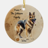 Aangepaste naam, Gedateerd Kerstmis  Duitse Herder Keramisch Ornament (Voorkant)