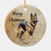 Aangepaste naam, Gedateerd Kerstmis  Duitse Herder Keramisch Ornament (Achterkant)