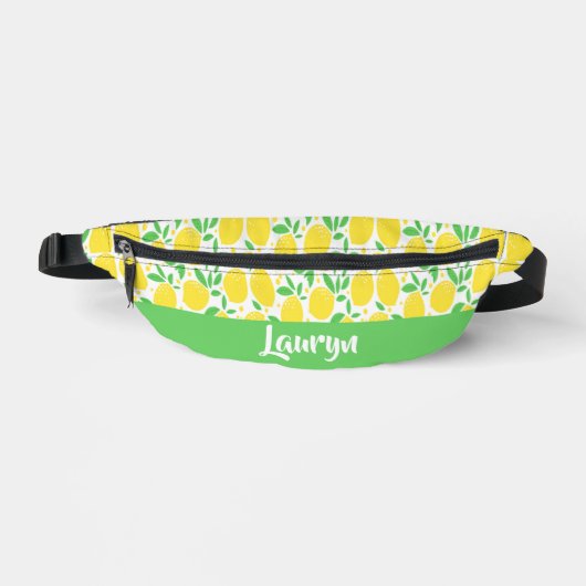 Aangepaste naam geel citroen fruit patroon heuptasje (Voorkant)