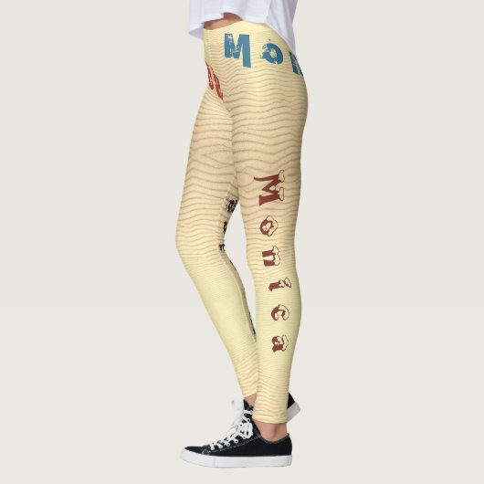 Aangepaste Naam Geel Woestijnzand Leggings (Links)