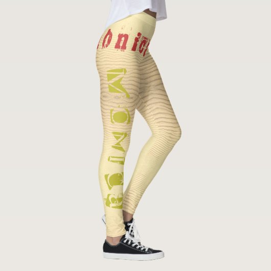 Aangepaste Naam Geel Woestijnzand Leggings (Rechts)
