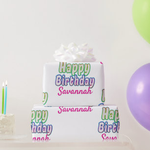 Aangepaste naam Gefeliciteerd met je verjaardag Kl Cadeaupapier