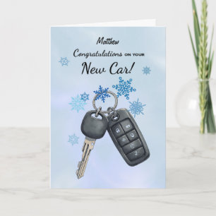 Aangepaste naam Gefeliciteerd Nieuwe auto Snowflak Kaart