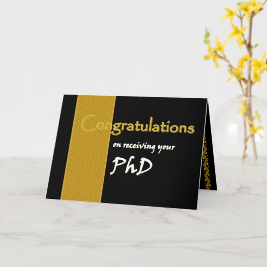 AANGEPASTE NAAM Gefeliciteerd - PhD Kaart (Gele Bloem)