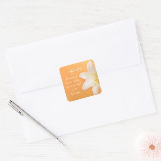 Aangepaste naam, Gefeliciteerd RCIA Gefeliciteerd Vierkante Sticker (Envelop)