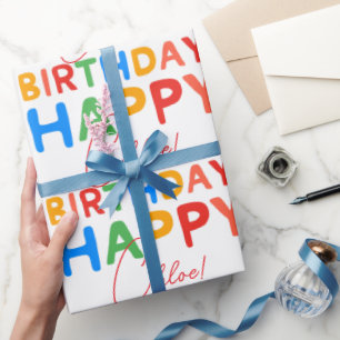 Aangepaste naam Gefeliciteerd verjaardag  Cadeaupapier