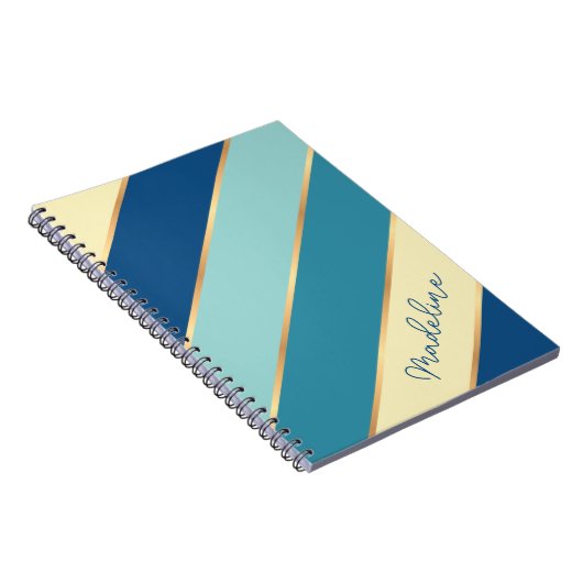 Aangepaste naam: Gele blauwe Blauwgroen zeefoamgro Notitieboek (Rechterzijde)