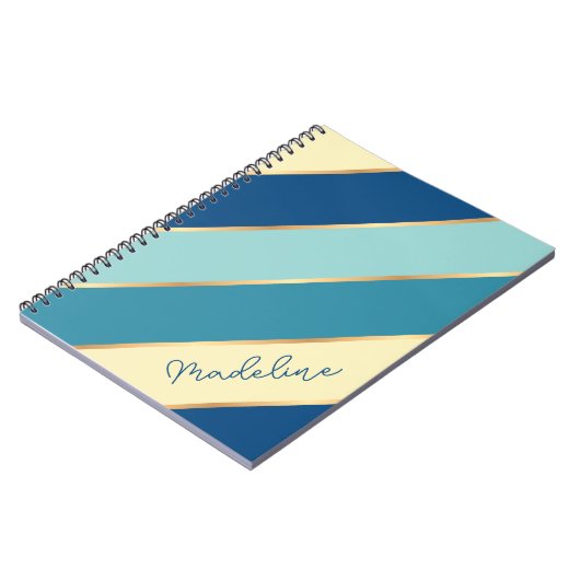 Aangepaste naam: Gele blauwe Blauwgroen zeefoamgro Notitieboek (Linkerzijde)