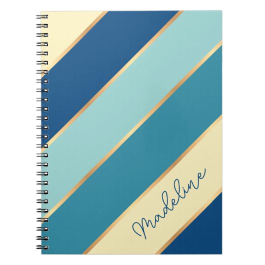 Aangepaste naam: Gele blauwe Blauwgroen zeefoamgro Notitieboek (Voorkant)