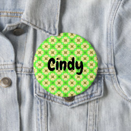 Aangepaste naam Gele bloemen op groen Ronde Button 4,0 Cm