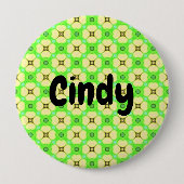 Aangepaste naam Gele bloemen op groen Ronde Button 4,0 Cm (Voorkant)