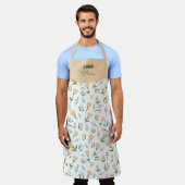 Aangepaste naam gele bloemen schort (Gedragen)
