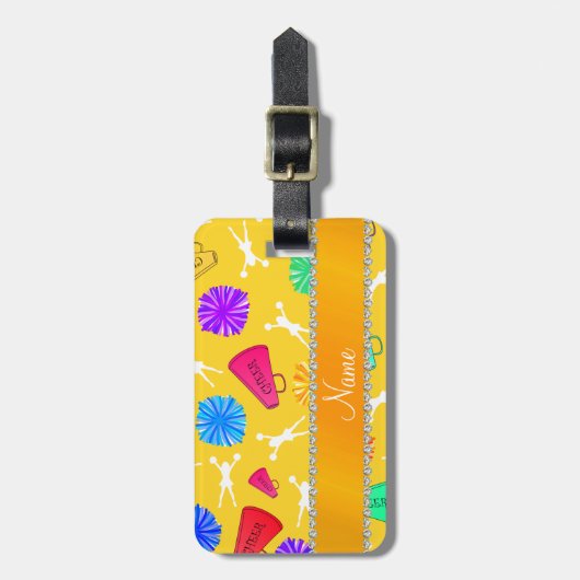 Aangepaste naam gele chromatompompkamers bagagelabel (Voorkant verticaal)