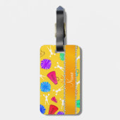 Aangepaste naam gele chromatompompkamers bagagelabel (Achterkant verticaal)