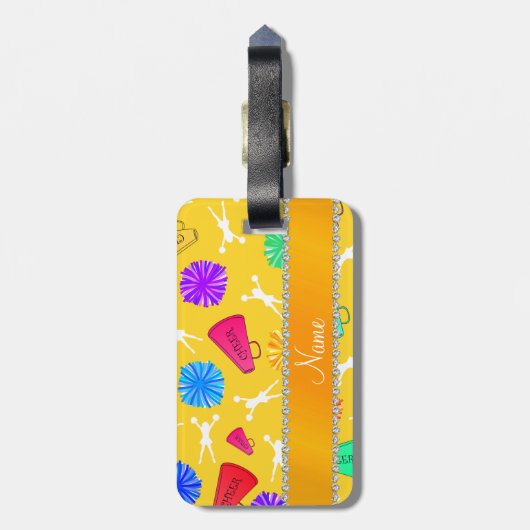 Aangepaste naam gele chromatompompkamers bagagelabel (Achterkant verticaal)