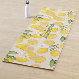 Aangepaste naam Gele citroen fruit patroon Yoga Ma Yogamat