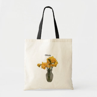 Aangepaste naam Gele Freesias Bloemen  Tote Bag