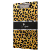 Aangepaste naam gele glitter cheetah afdruk klembord (Links)
