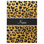 Aangepaste naam gele glitter cheetah afdruk klembord (Achterkant)
