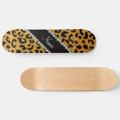 Aangepaste naam gele glitter cheetah afdruk persoonlijk skateboard (Horizontaal)