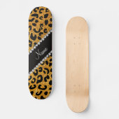 Aangepaste naam gele glitter cheetah afdruk persoonlijk skateboard (Voorkant)