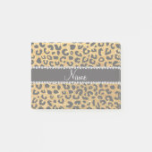 Aangepaste naam gele glitter cheetah afdruk post-it® notes (Voorkant)