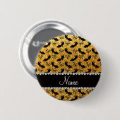 Aangepaste naam gele glitter fancy schoenen bogen ronde button 5,7 cm (Voorkant /achterkant)