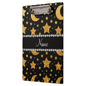 Aangepaste naam gele glitter sterren en manen klembord (Links)