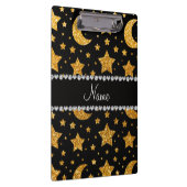 Aangepaste naam gele glitter sterren en manen klembord (Rechts)