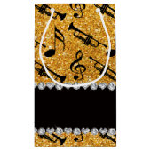 Aangepaste naam gele glitter trompets muzieknoten klein cadeauzakje (Achterkant)