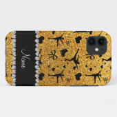 Aangepaste naam gele glitterfiguur skatting Case-Mate iPhone case (Achterkant (horizontaal))