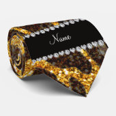 Aangepaste naam gele glittersplaat stropdas (Opgerold)