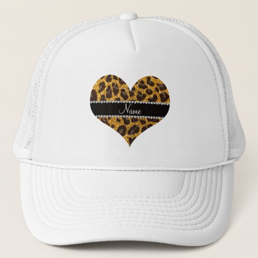 Aangepaste naam gele glittersplaat trucker pet (Voorkant)