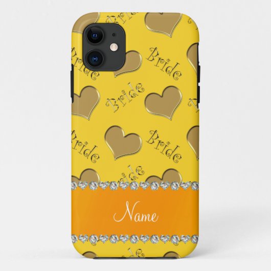 Aangepaste naam gele gouden harten Case-Mate iPhone case (Achterkant)