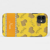 Aangepaste naam gele gouden harten Case-Mate iPhone case (Achterkant (horizontaal))