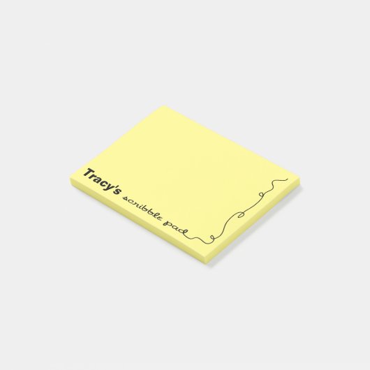 Aangepaste naam gele krabbel post-it® notes (Schuin)