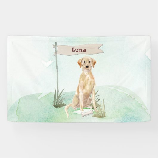 Aangepaste naam gele Lab huisdier hond Spandoek (Horizontaal)