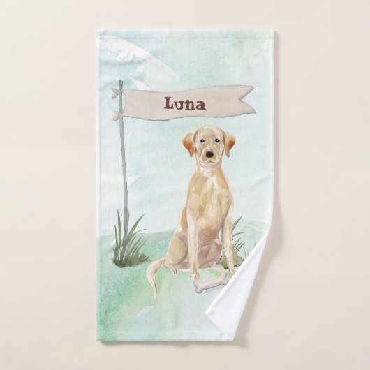 Aangepaste naam gele labdoosje bad handdoek (Handdoek)