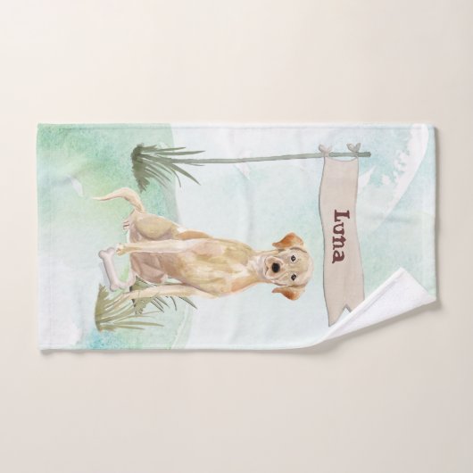 Aangepaste naam gele labdoosje bad handdoek (Handdoek)