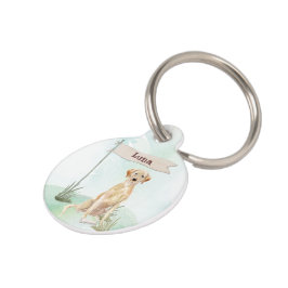 Aangepaste naam gele labdoosje huisdierpenning