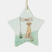 Aangepaste naam gele labdoosje keramisch ornament (Rechts)